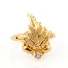 22K Gold Single Stoned Leaf Ring